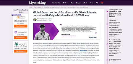 Dr. Vivek Soham's Journey with Origin Modern Health & Wellness